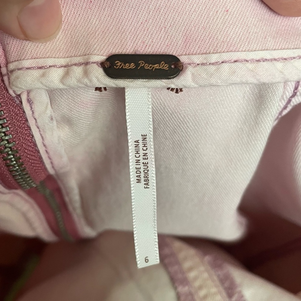 Free People Modern Femme Acid Wash Womens Mini skirt Pink size 6 boho beach Jean - Picture 5 of 5